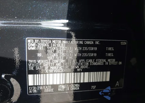 2025 Toyota Rav4 Xle Premium z USA, uszkodzony, nr VIN 2T3C1RFV0SC308920